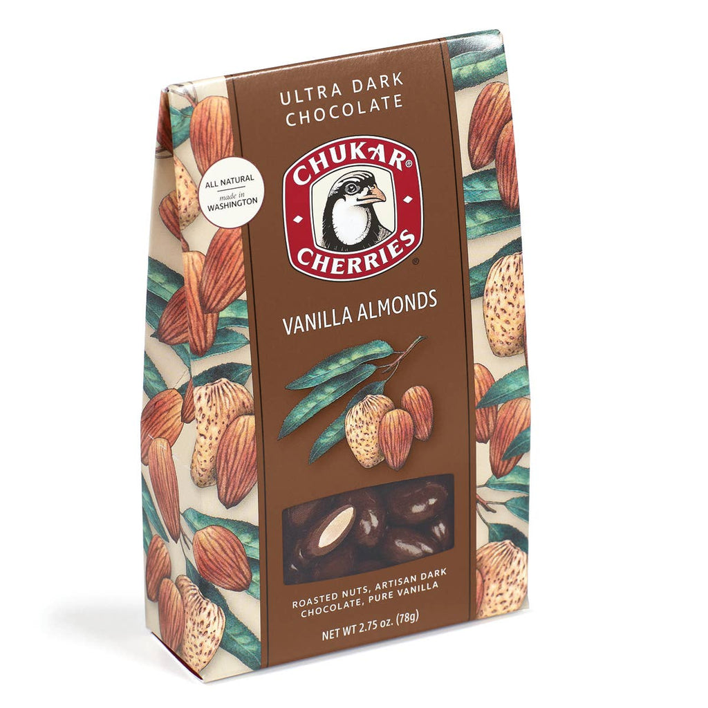 Chukar Cherry Company - 2.75 oz Vanilla Almonds - Ultra Dark Chocolate Box