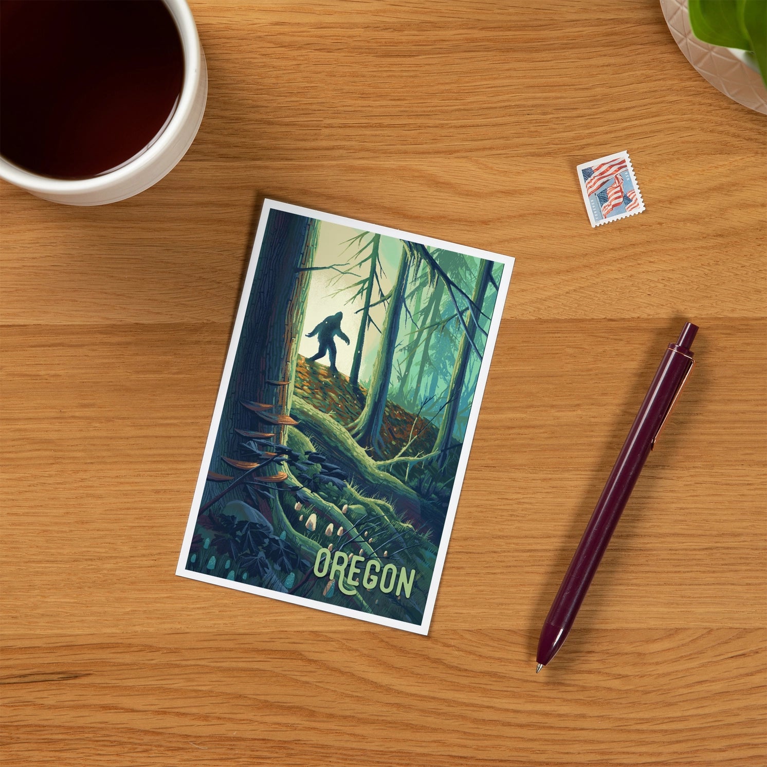 Premium Postcards Oregon, Wanderer, Bigfoot in Forest