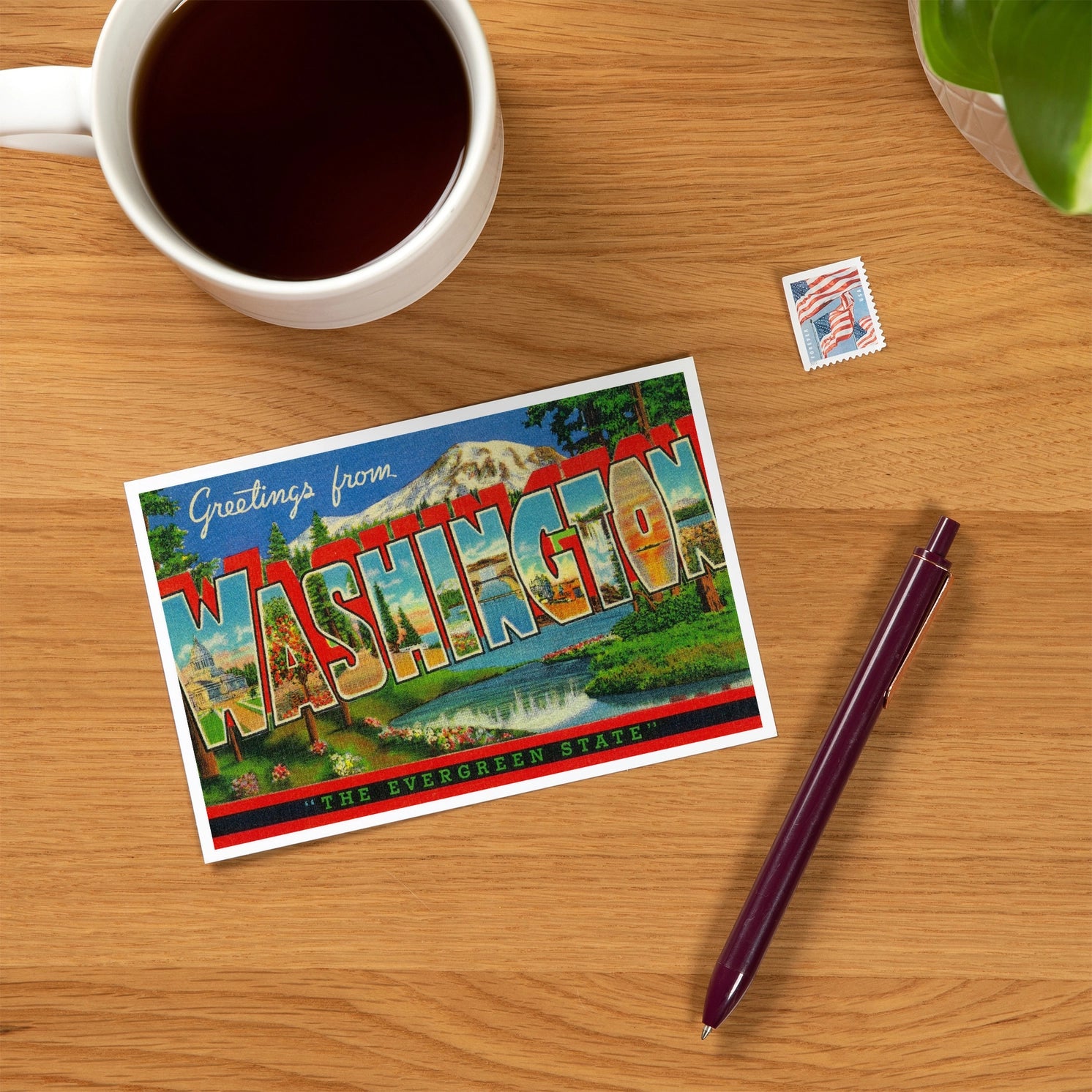 Premium Postcards Greetings from Washington Evergreen State