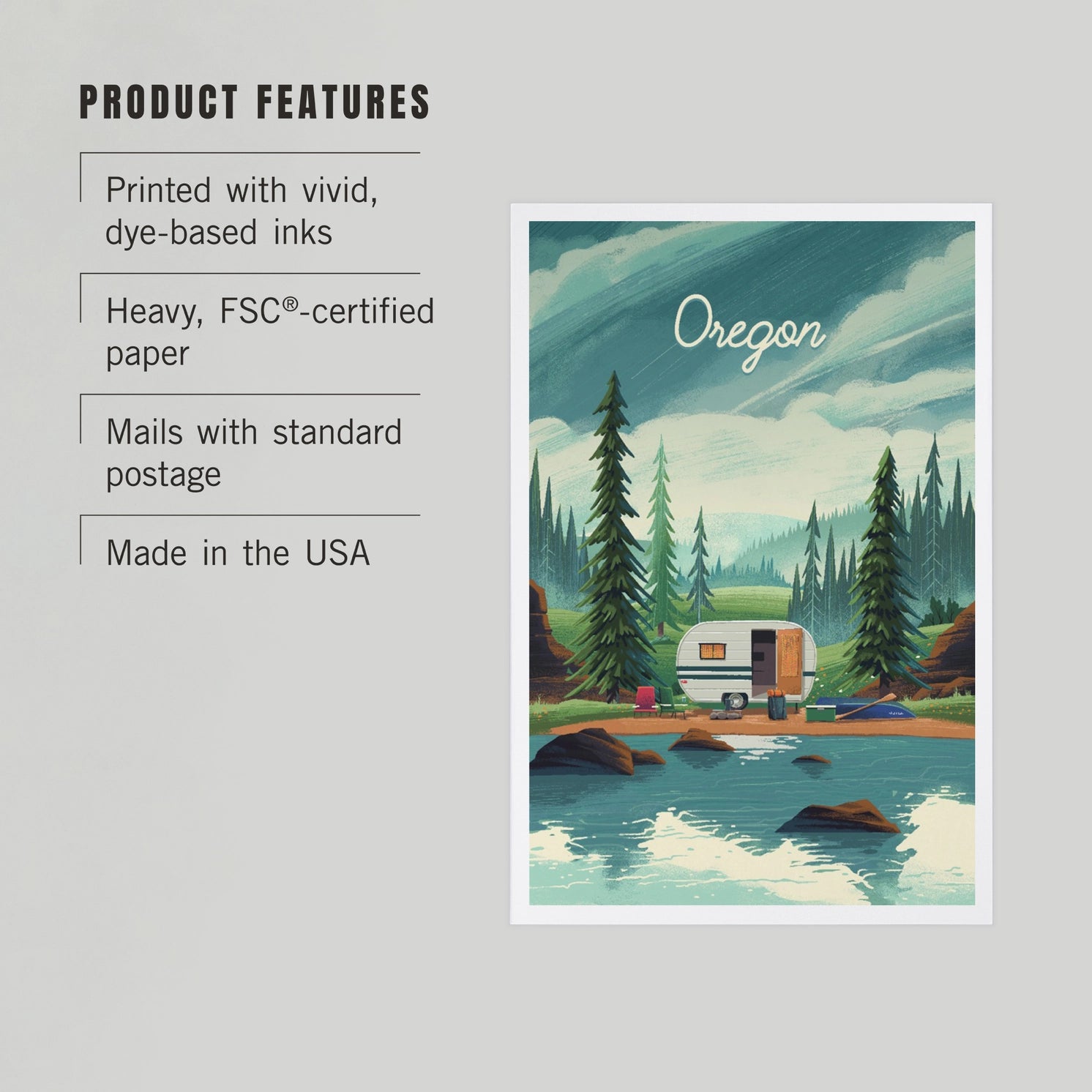 Premium Postcards Oregon, Outdoor Activity Camper