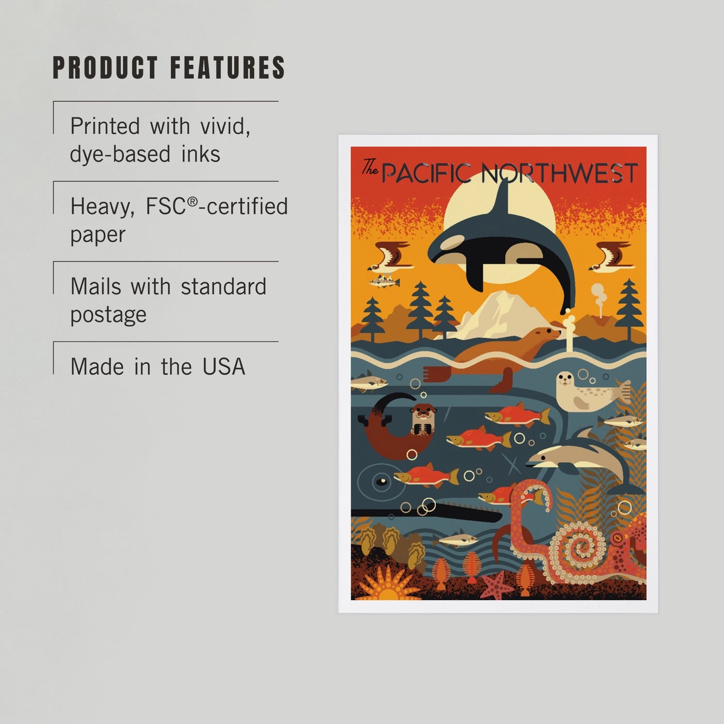 Premium Postcards Pacific Northwest Marine Animals Geometric