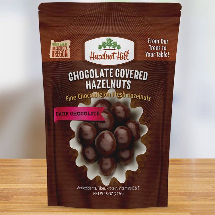 Hazelnut Hill - Milk or Dark Chocolate-Covered Hazelnuts - Dark