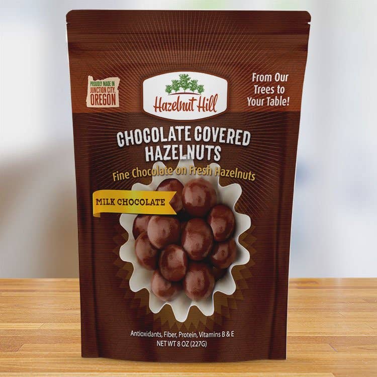 Hazelnut Hill - Milk or Dark Chocolate-Covered Hazelnuts - Dark
