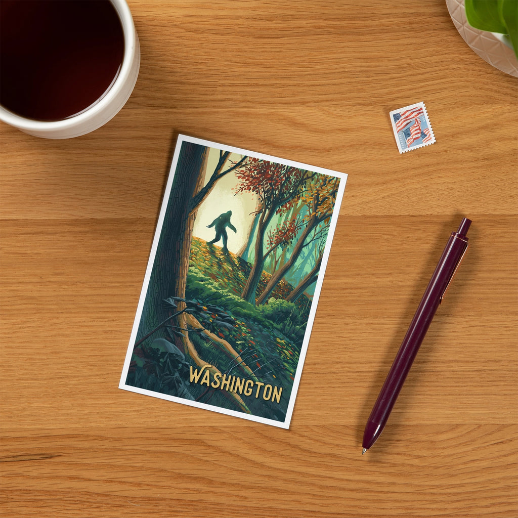 Premium Postcards Washington, Wanderer, Bigfoot in Forest