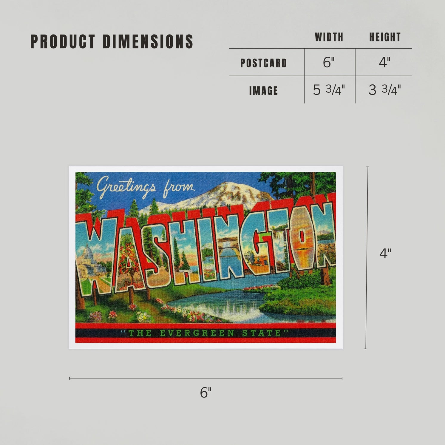 Premium Postcards Greetings from Washington Evergreen State