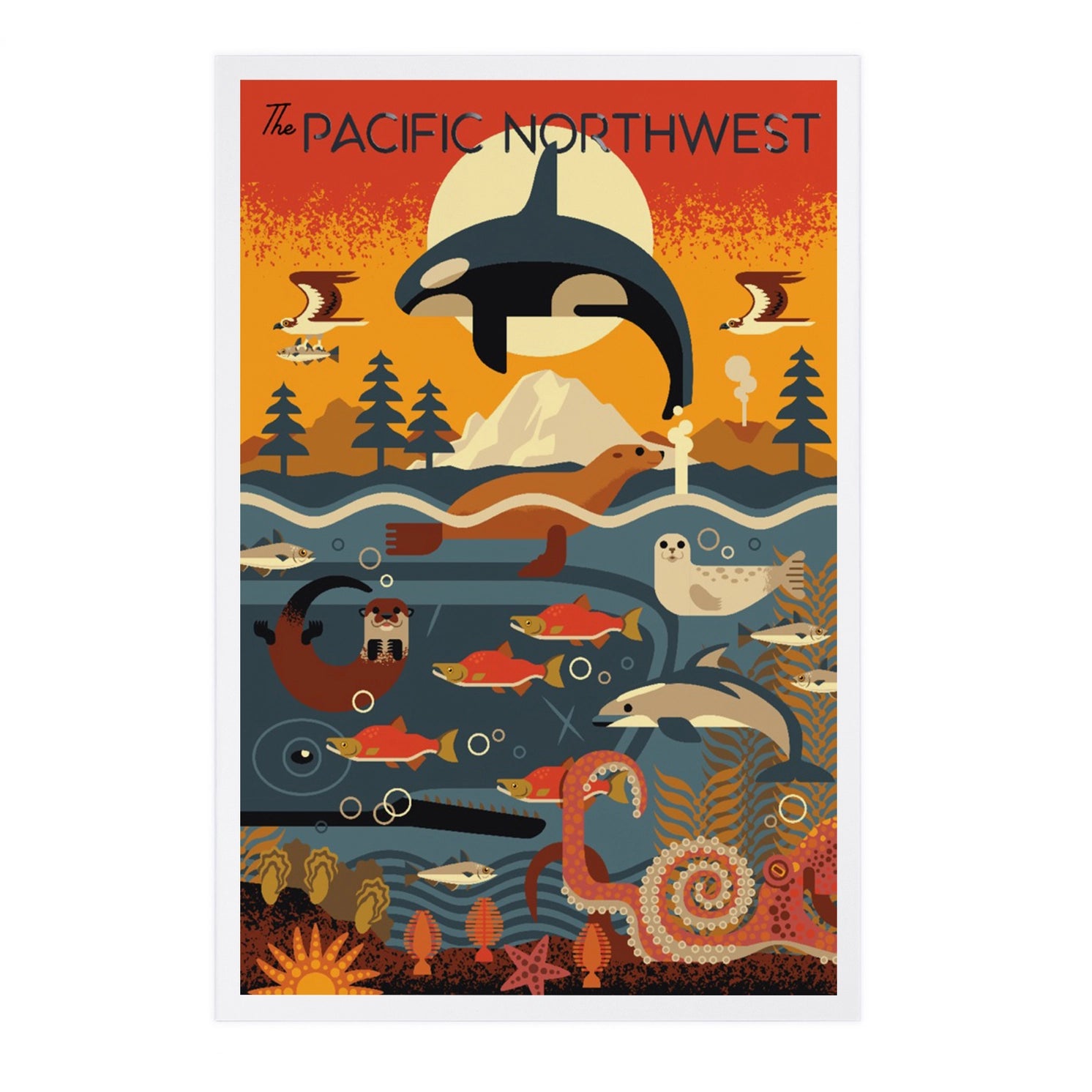 Premium Postcards Pacific Northwest Marine Animals Geometric