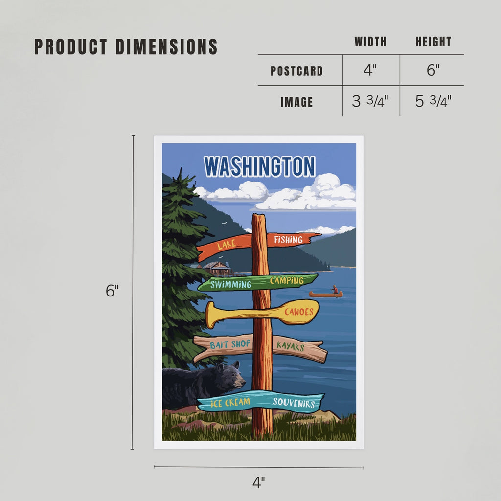 Premium Postcards Washington, Signpost, Lake & Bear