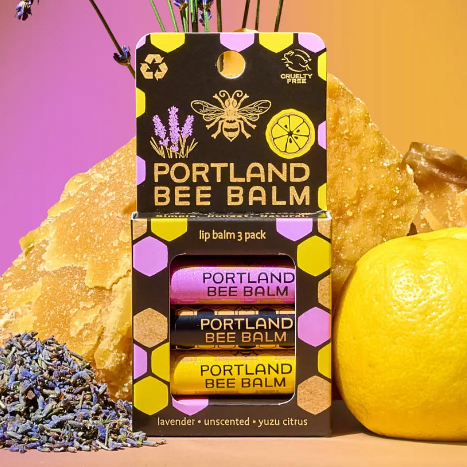 Lavender, Yuzu Citrus & Unscented Assorted Lip Balm – 3-Pack