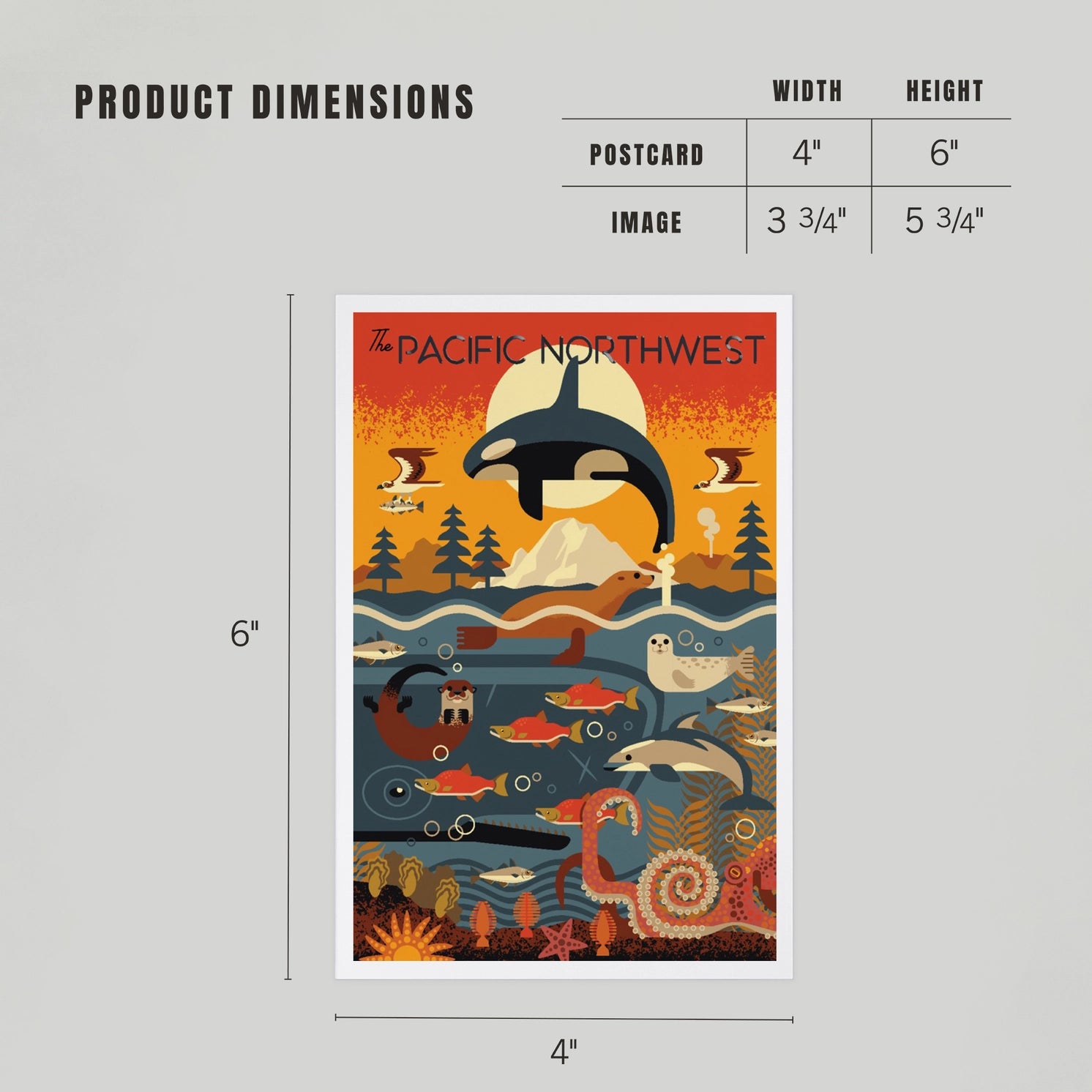 Premium Postcards Pacific Northwest Marine Animals Geometric