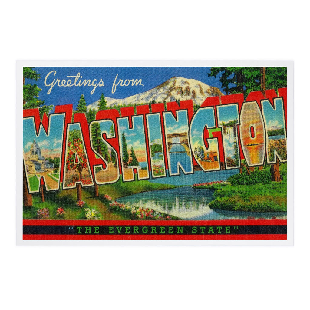 Premium Postcards Greetings from Washington Evergreen State